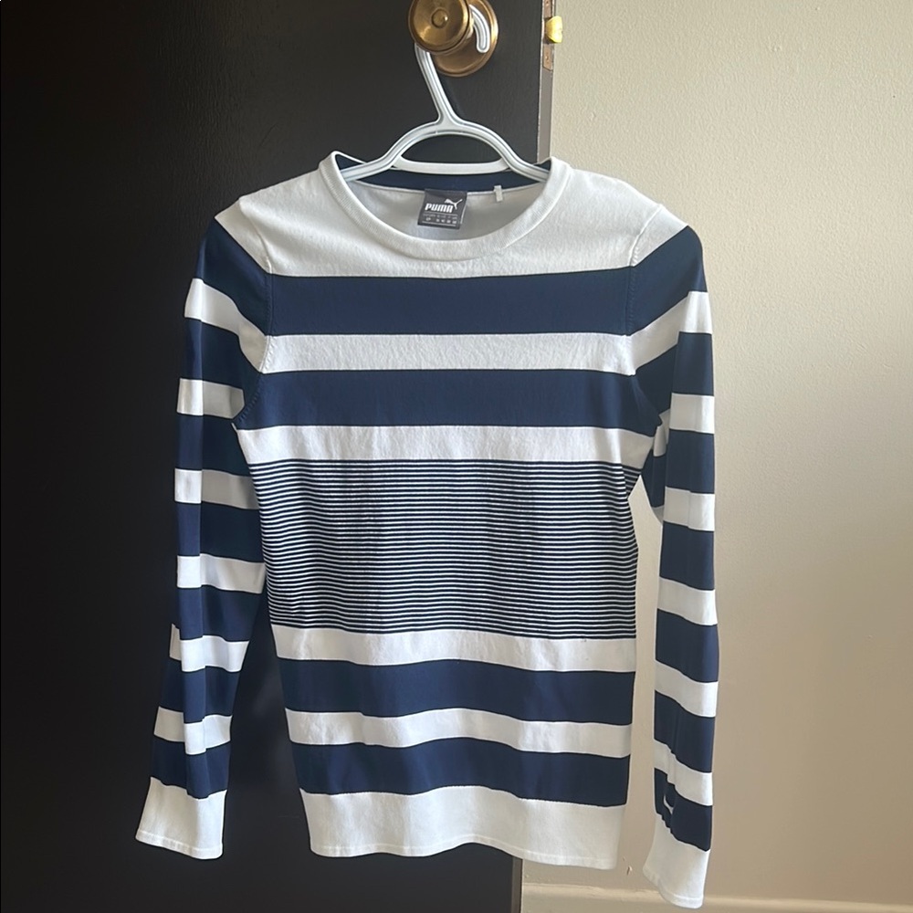 Puma Women’s Navy and White Striped Shirt